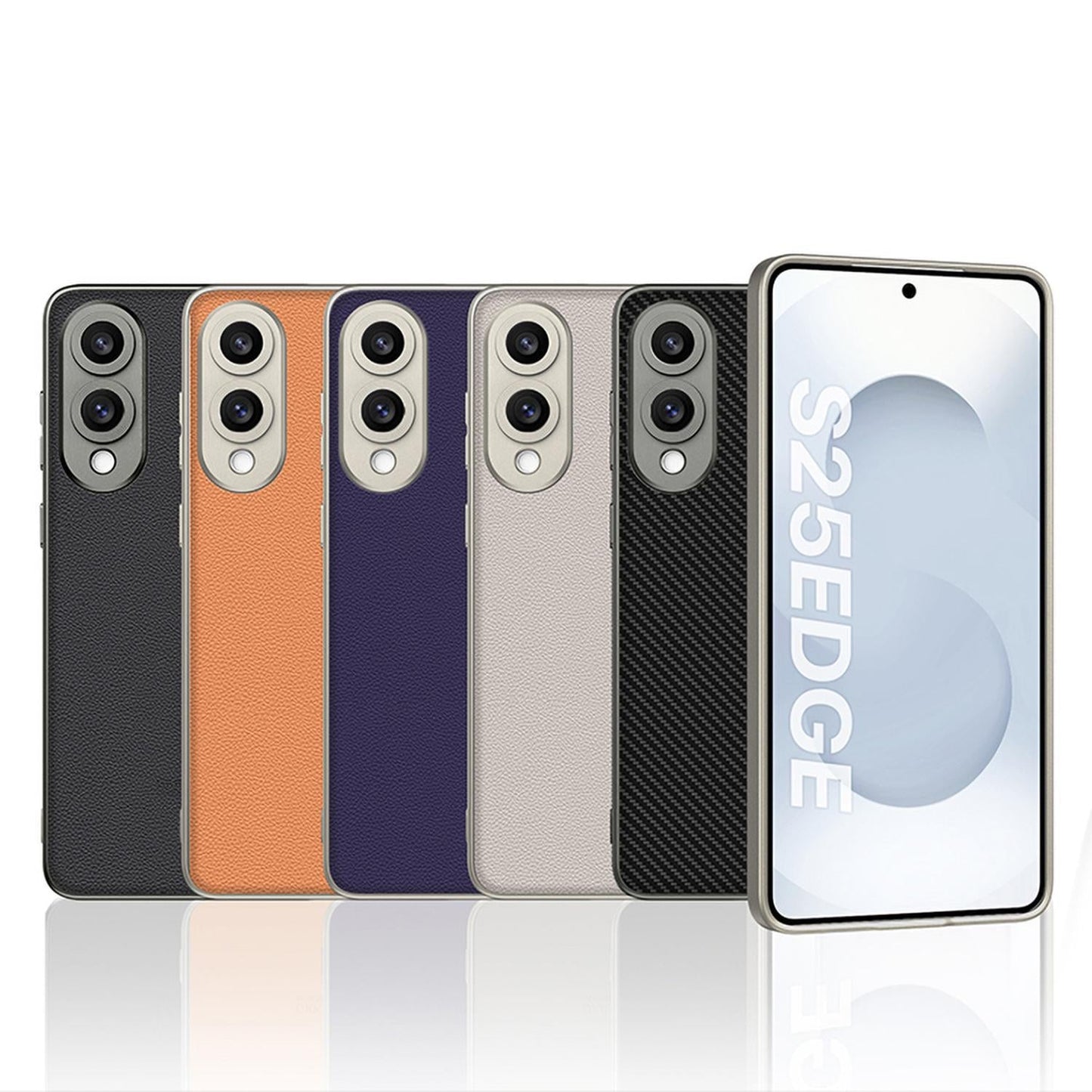 For Samsung Galaxy S25 Edge 5G GKK Metal Paint Skin Feel Leather Full Coverage Phone Case(Carbon Fiber Texture)