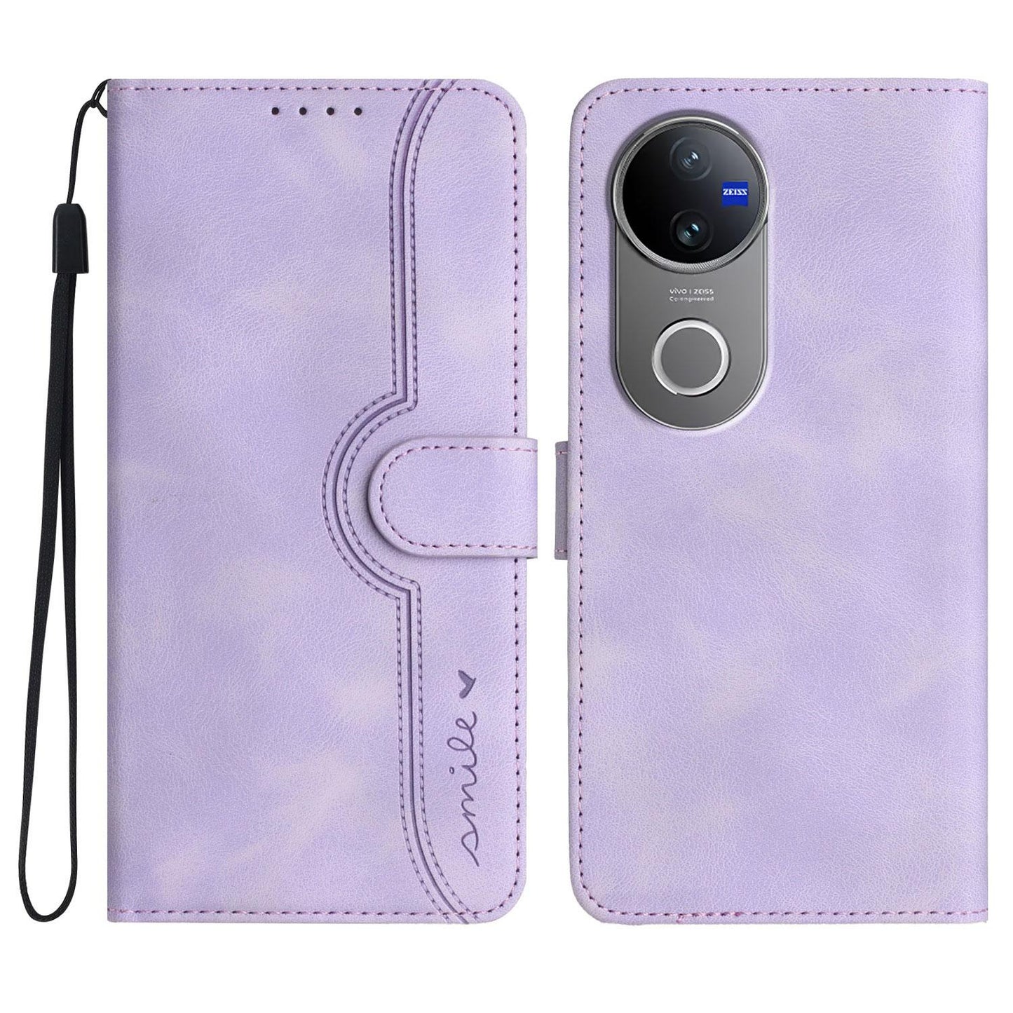For vivo V50 Heart Pattern Skin Feel Leather Phone Case(Purple)