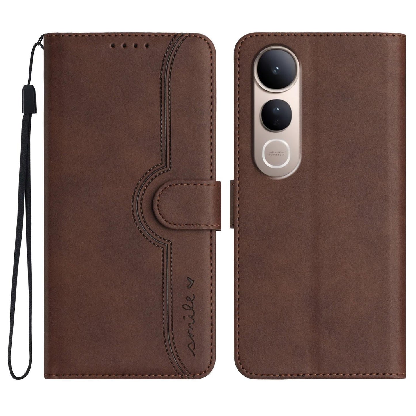 For vivo V50 Lite 4G / 5G Heart Pattern Skin Feel Leather Phone Case(Brown)