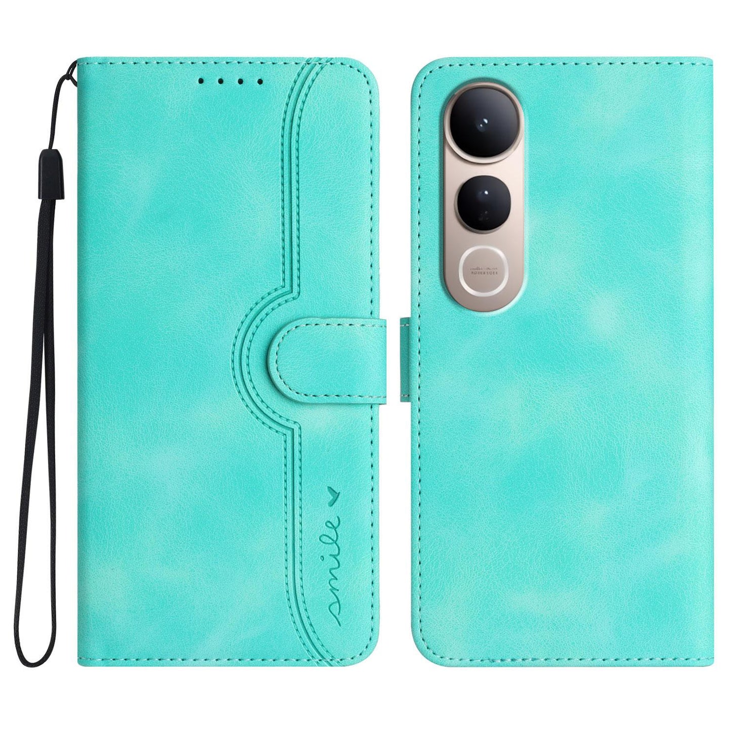 For vivo V50 Lite 4G / 5G Heart Pattern Skin Feel Leather Phone Case(Light Blue)