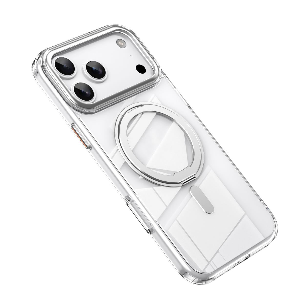 Compatible with iPhone 18 Pro Max Frosted 360 Degree MagSafe Magnetic Holder Phone Case - Silver