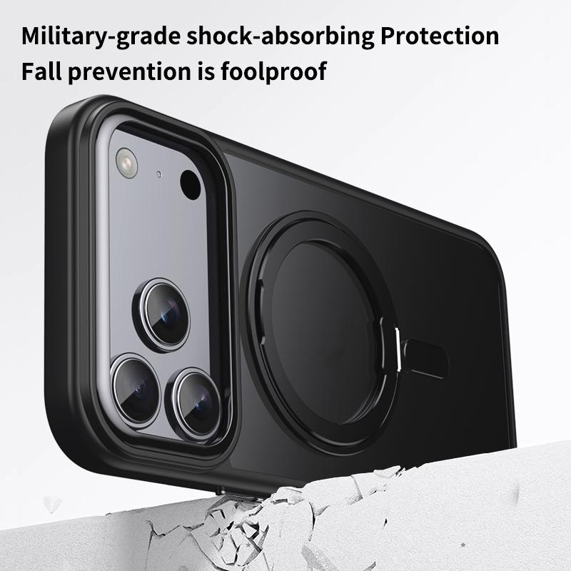 Compatible with iPhone 18 Pro Max Frosted 360 Degree MagSafe Magnetic Holder Phone Case - Blue