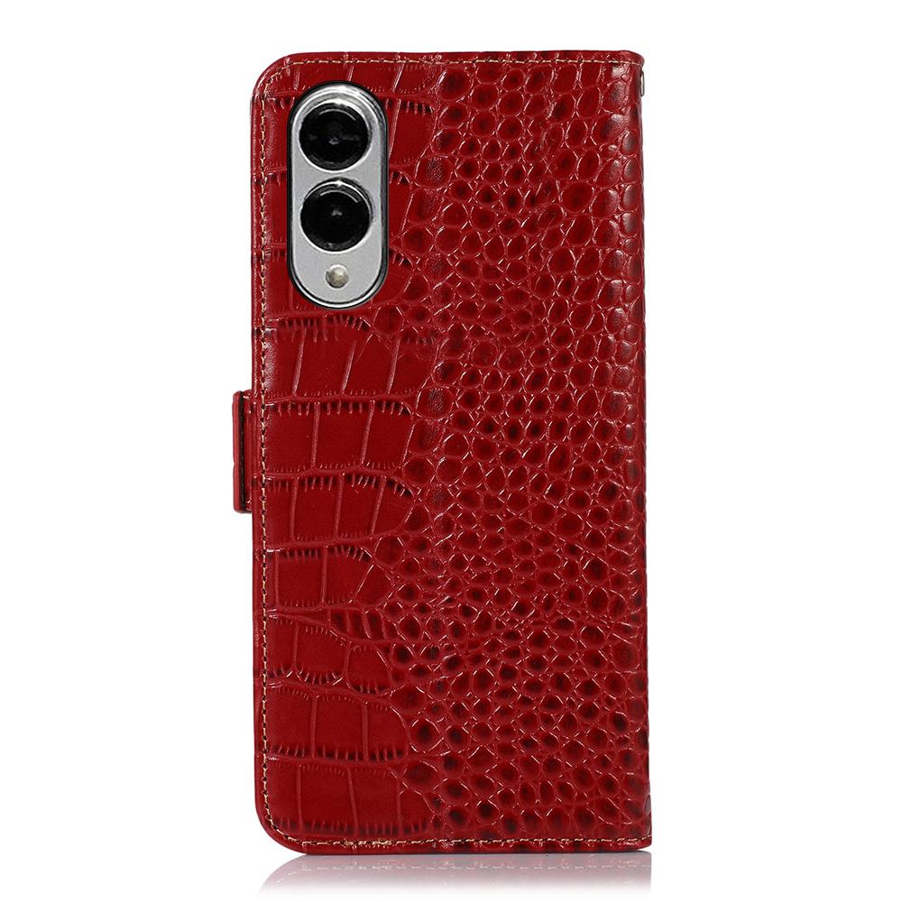 For Samsung Galaxy S25 Edge 5G Crocodile Top Layer Cowhide Leather Phone Case(Brown)