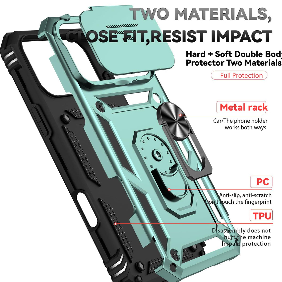 Compatible with iPhone 18 Pro Max Sliding Camshield Holder Phone Case - Dark Green