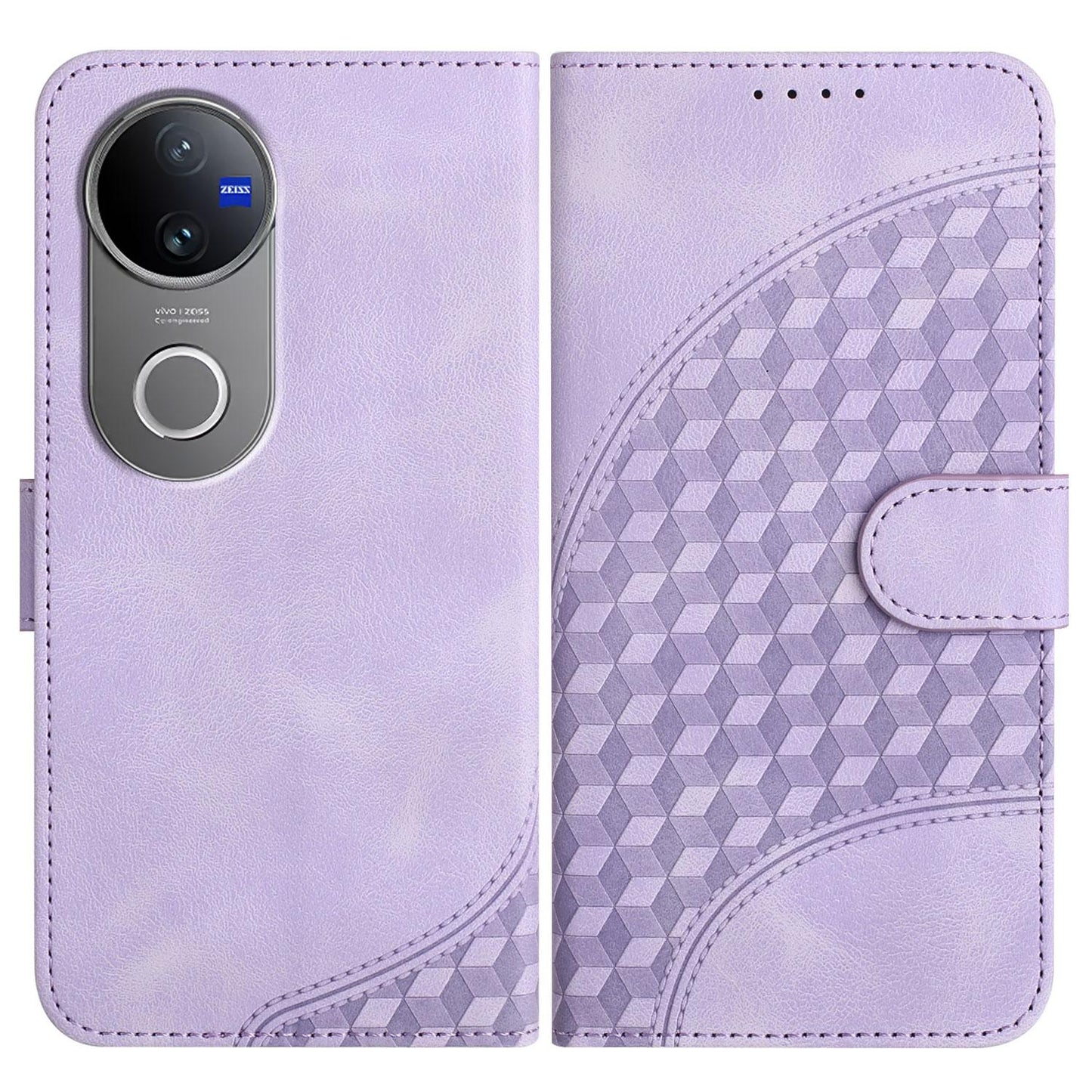For vivo V50 Elephant Head Embossed Phone Leather Case with Lanyard(Light Purple)