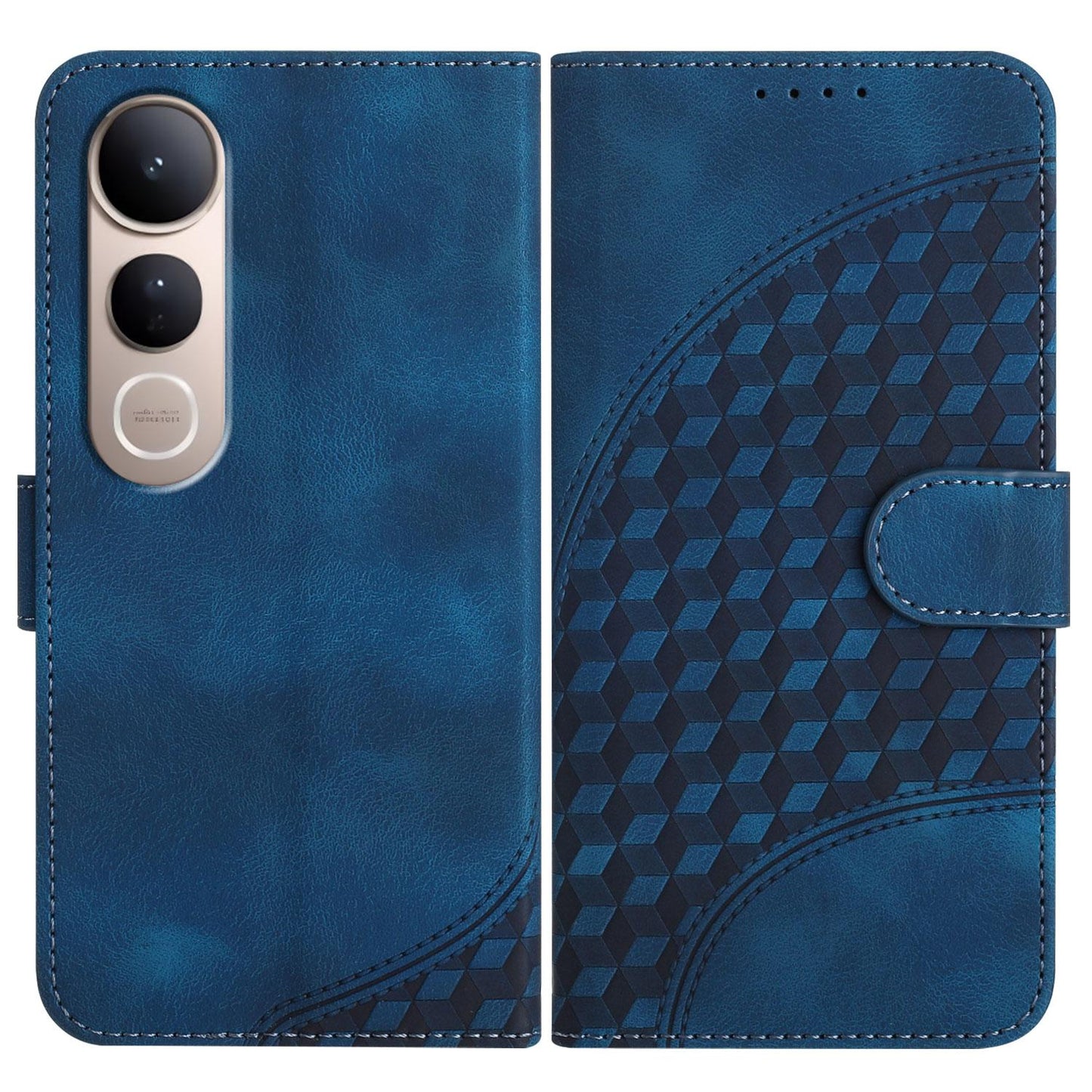 For vivo V50 Lite 4G / 5G Elephant Head Embossed Phone Leather Case with Lanyard(Royal Blue)