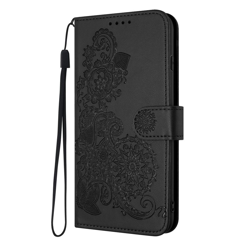 For vivo V50 Datura Flower Embossed Flip Leather Phone Case(Black)