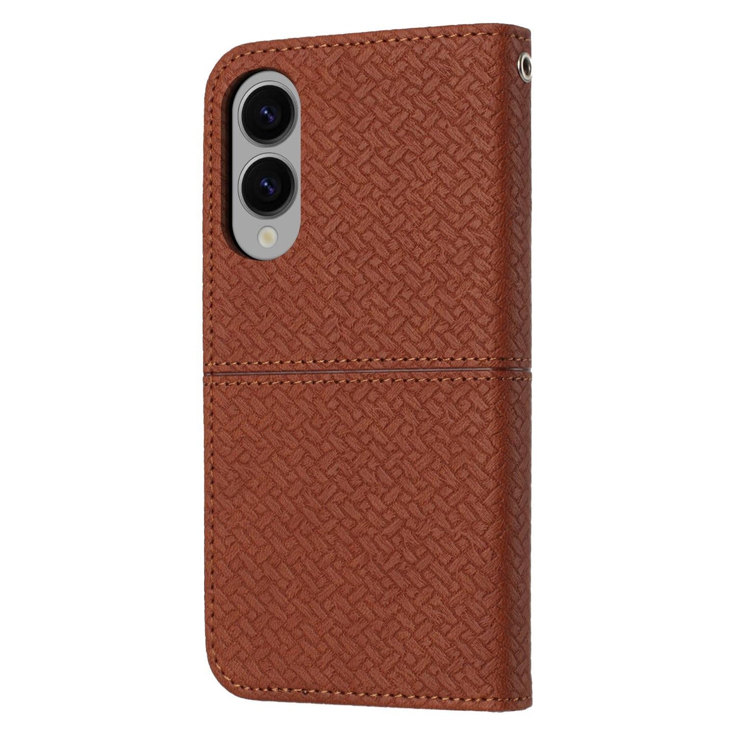 For Samsung Galaxy S25 Edge 5G Woven Texture Stitching Magnetic Leather Phone Case(Brown)