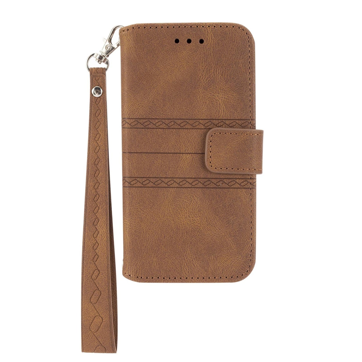 For Samsung Galaxy S25 Edge 5G Embossed Stripes Skin Feel Leather Phone Case(Brown)