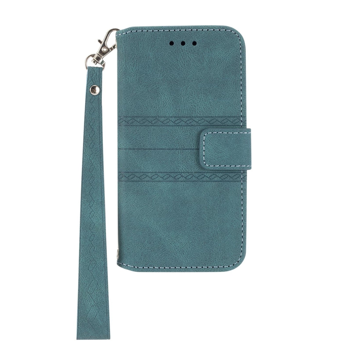 For Samsung Galaxy S25 Edge 5G Embossed Stripes Skin Feel Leather Phone Case(Dark Green)