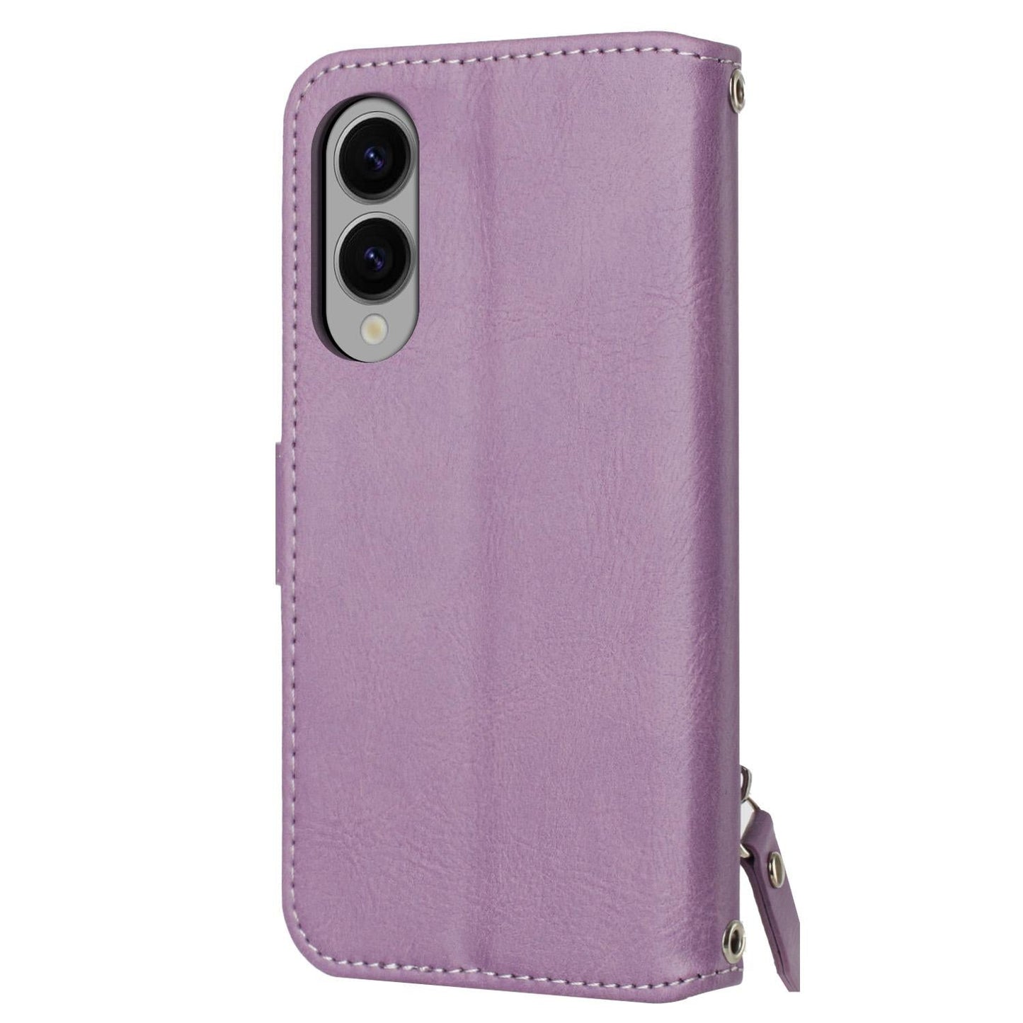 For Samsung Galaxy S25 Edge 5G Oil Skin Zipper Wallet Leather Phone Case(Purple)
