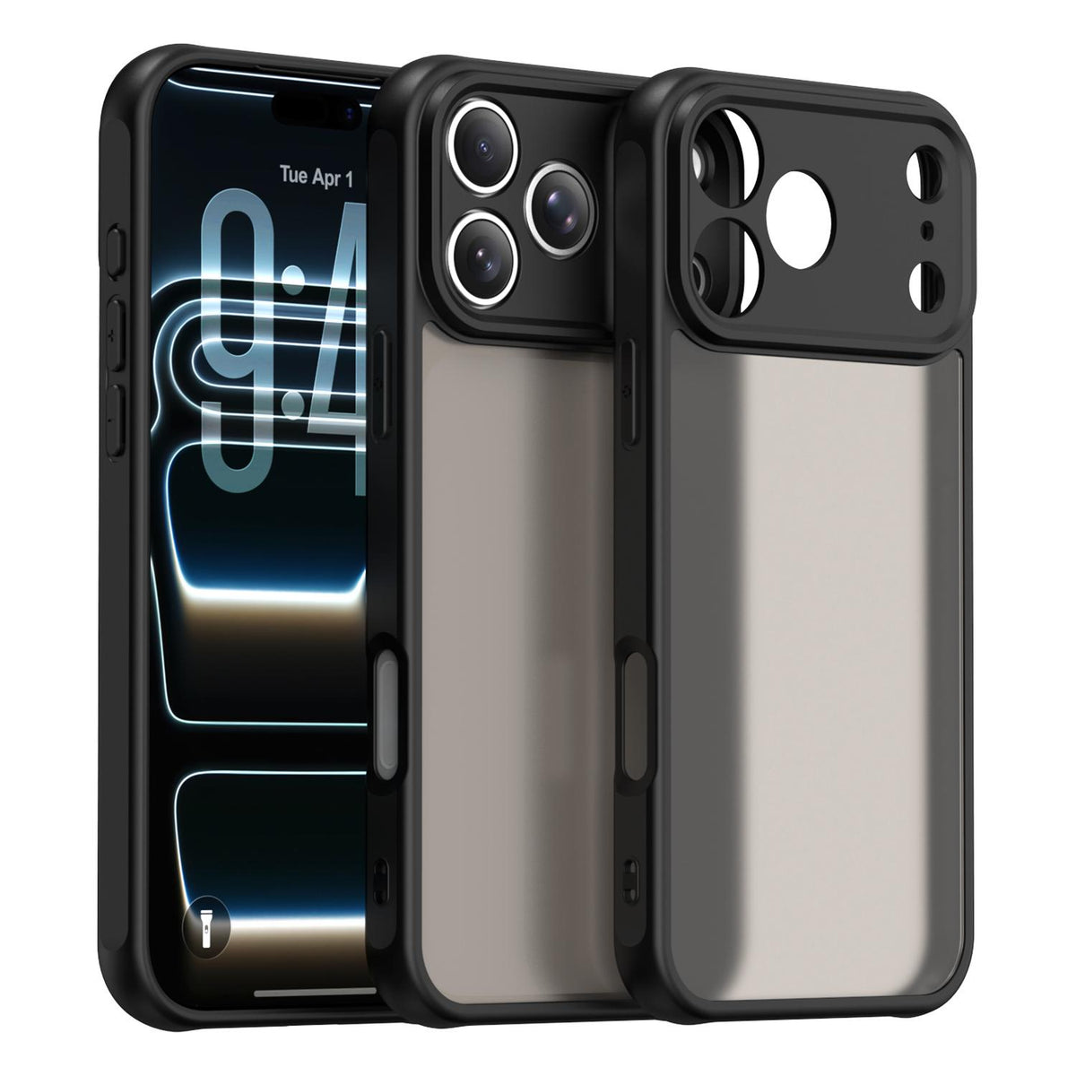 Compatible with iPhone 18 Pro Max Fan Dun Series TPU Dual-Layer PC Frosted Phone Case - Black