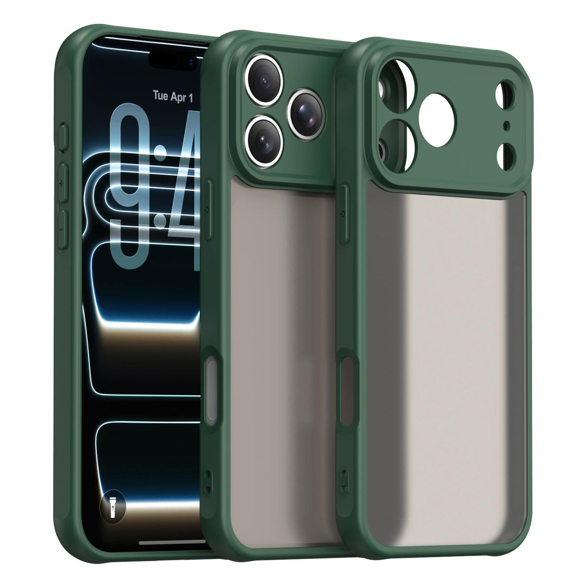Compatible with iPhone 18 Pro Max Fan Dun Series TPU Dual-Layer PC Frosted Phone Case - Green