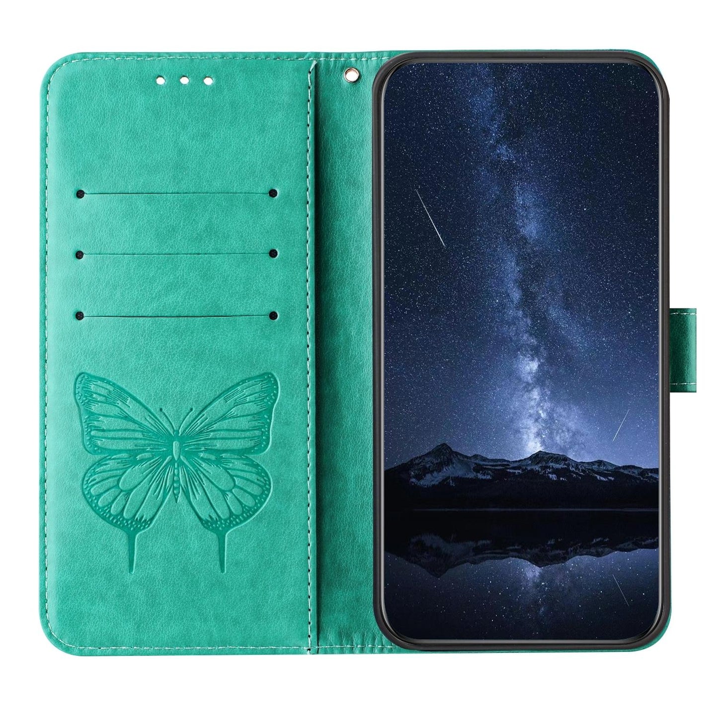 For vivo V50 Global Embossed Butterfly Leather Phone Case(Green)