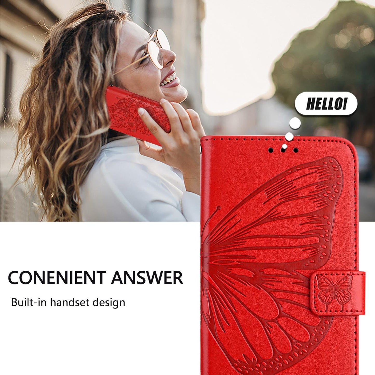 For vivo V50 Lite 5G Embossed Butterfly Leather Phone Case(Red)