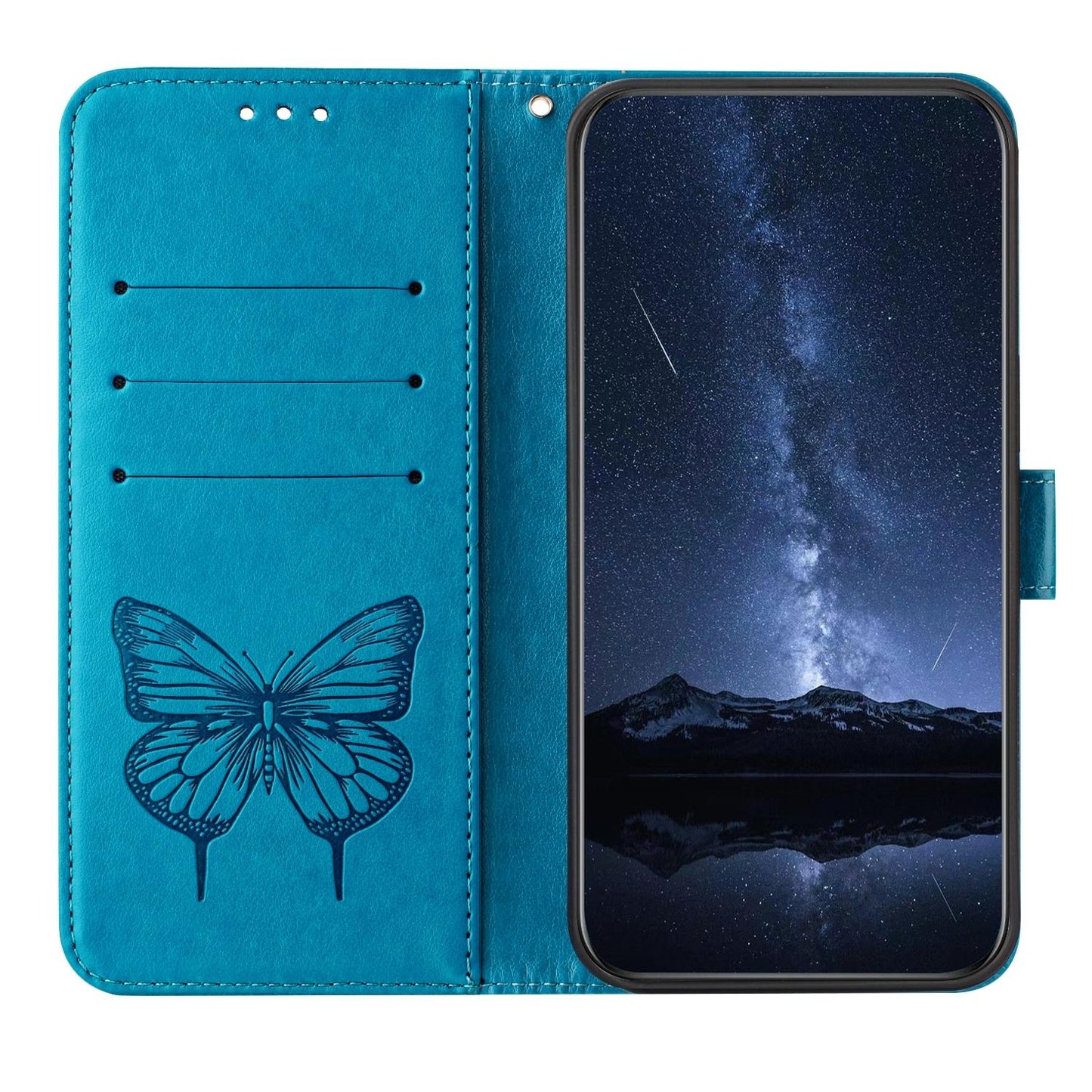 For vivo V50 Lite 5G Embossed Butterfly Leather Phone Case(Blue)