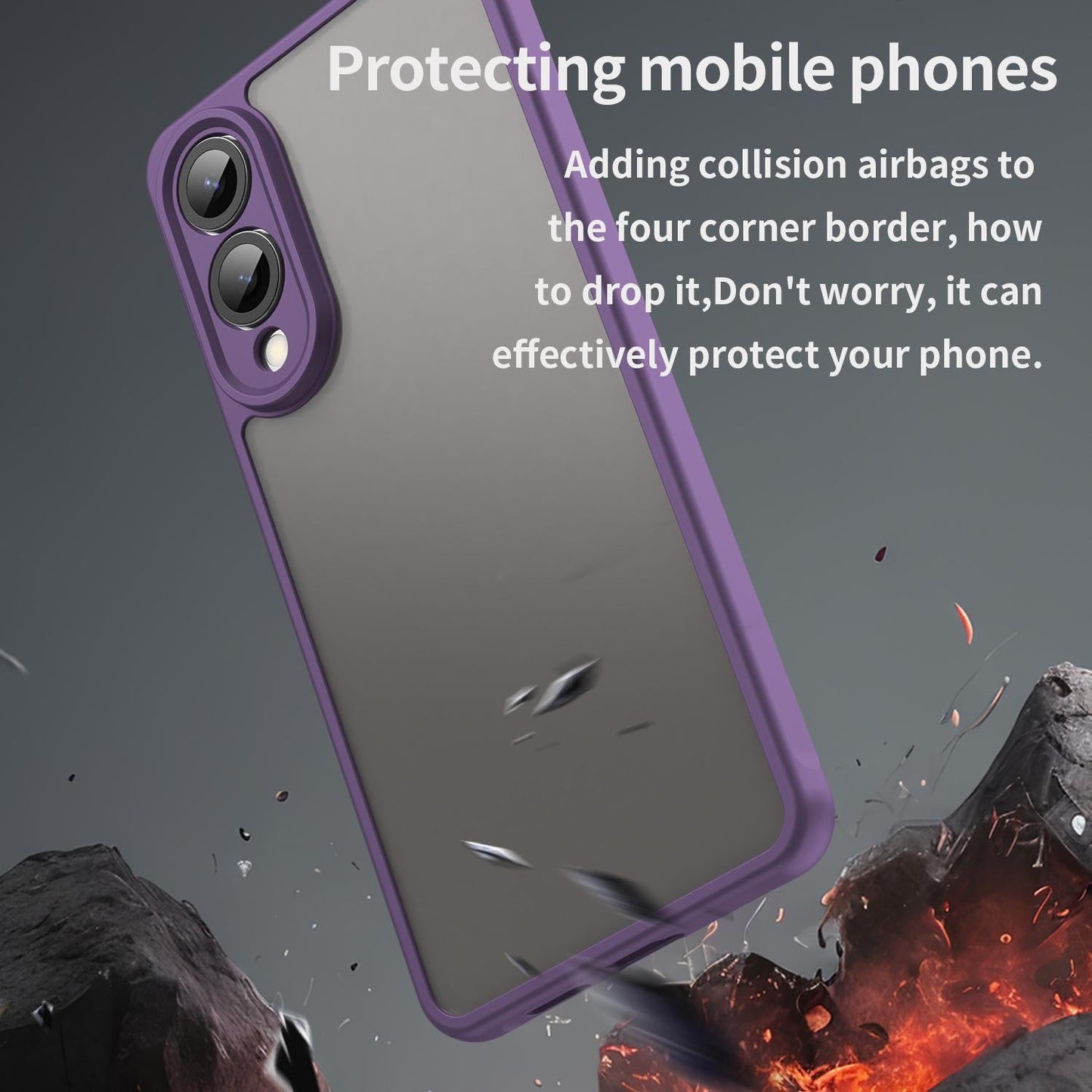 For Samsung Galaxy S25 Edge 5G Fan Dun Series TPU Hybrid PC Frosted Phone Case(Purple)