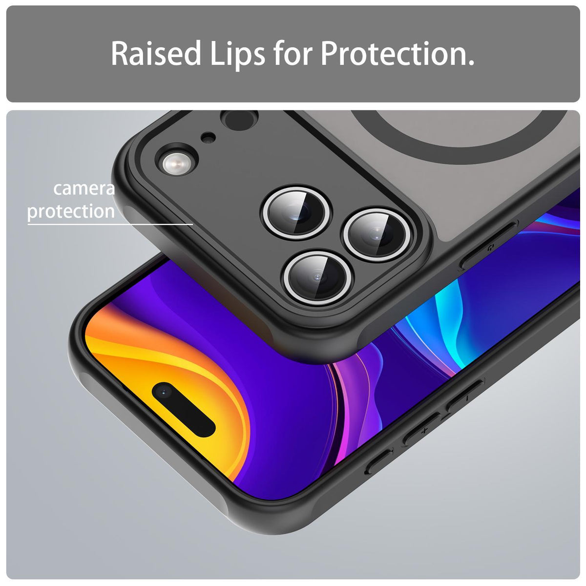 Compatible with iPhone 18 Pro Max Fan Dun Series TPU Dual-Layer PC Frosted Magsafe Phone Case - Black