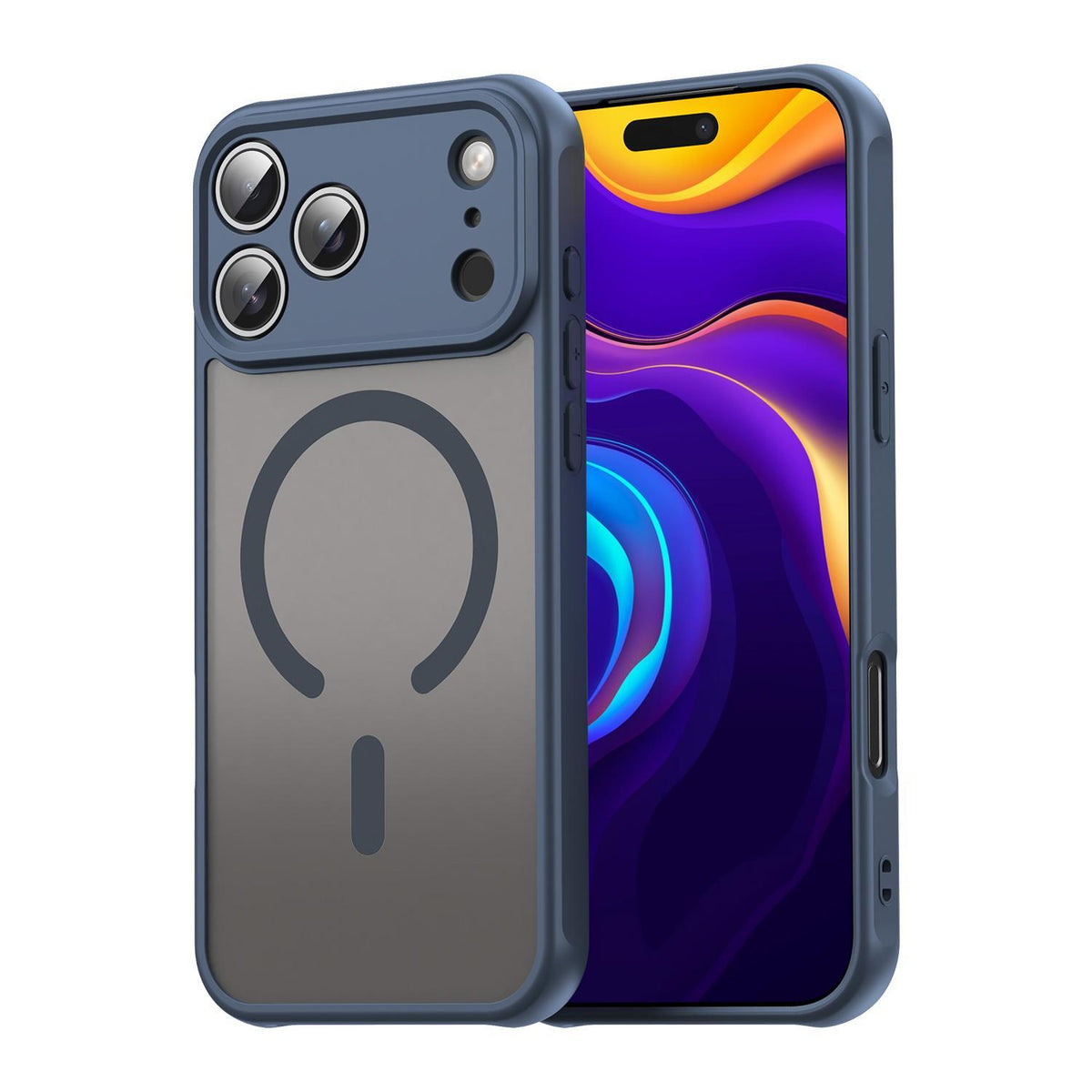 Compatible with iPhone 18 Pro Max Fan Dun Series TPU Dual-Layer PC Frosted Magsafe Phone Case - Blue