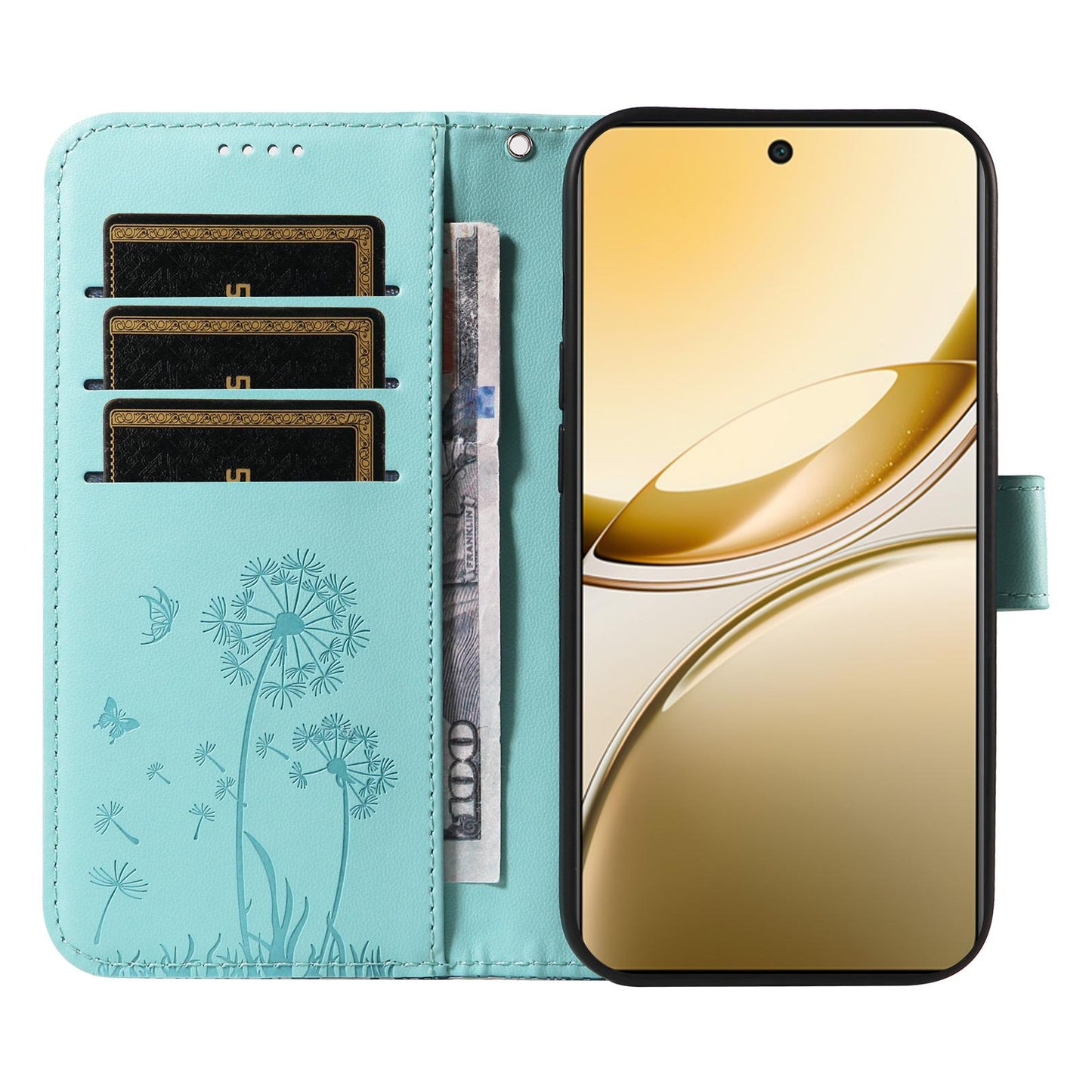 For vivo V50 5G Global Dandelion Embossed Pattern Flip Leather Phone Case(Green)