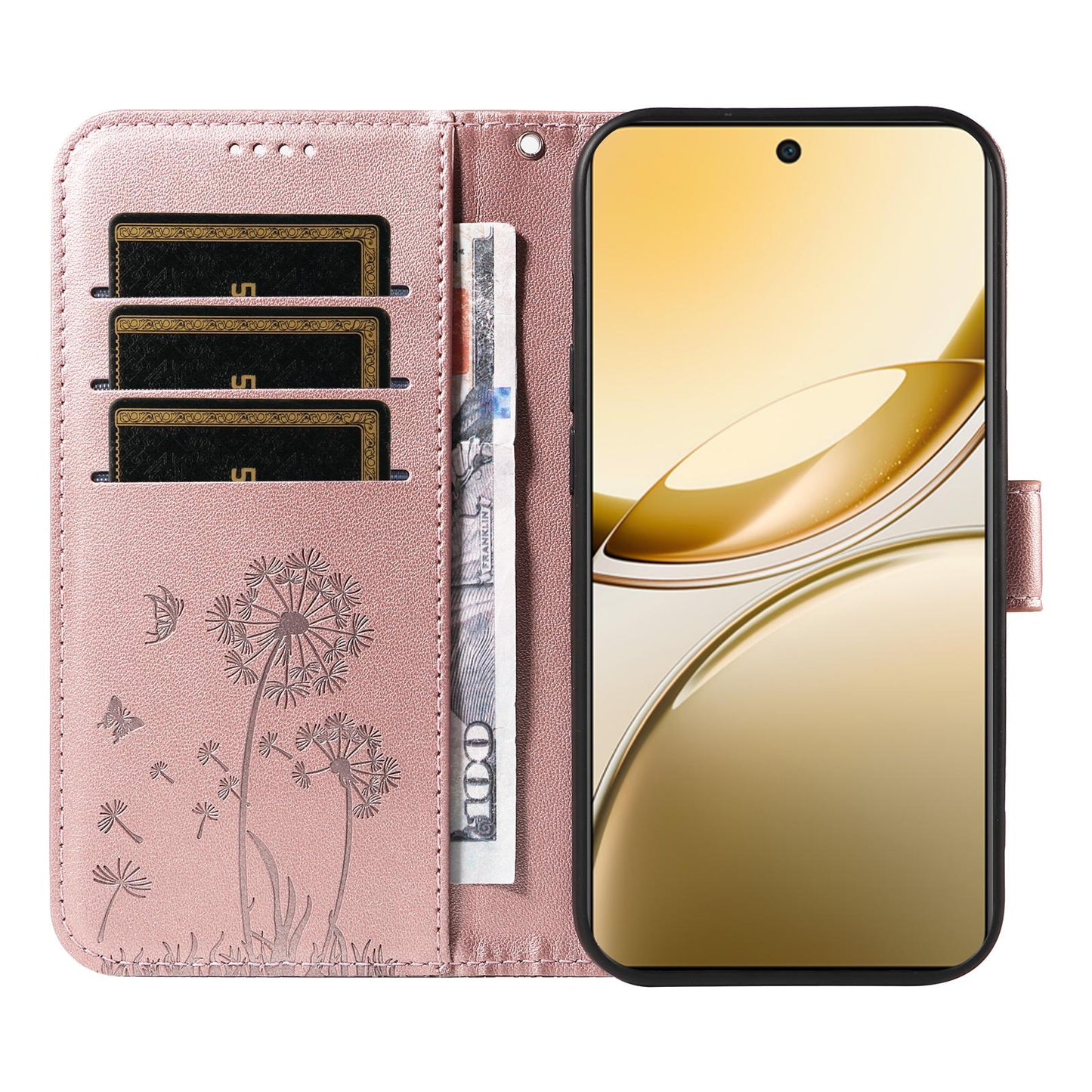 For vivo V50 5G Global Dandelion Embossed Pattern Flip Leather Phone Case(Rose Gold)