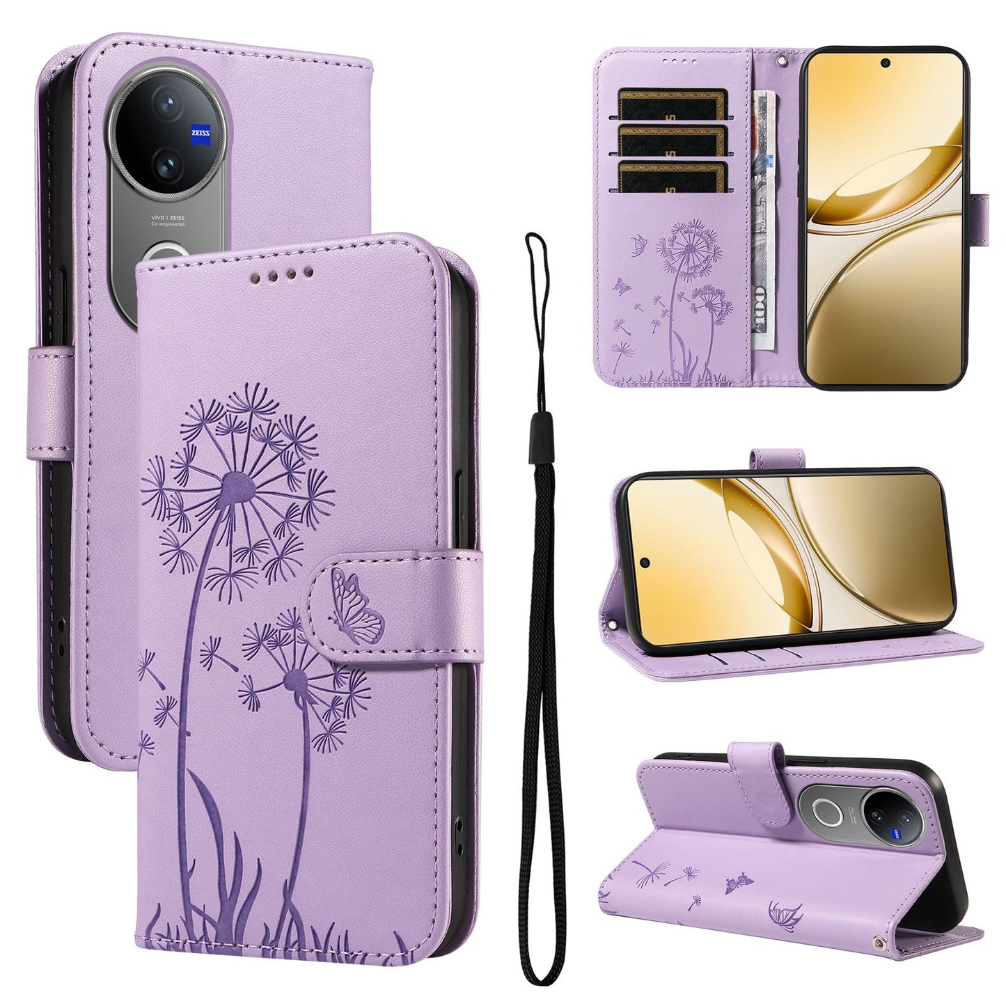 For vivo V50 5G Global Dandelion Embossed Pattern Flip Leather Phone Case(Purple)
