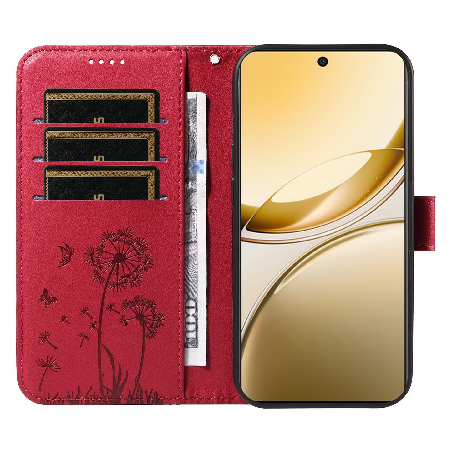 For vivo V50 5G Global Dandelion Embossed Pattern Flip Leather Phone Case(Red)