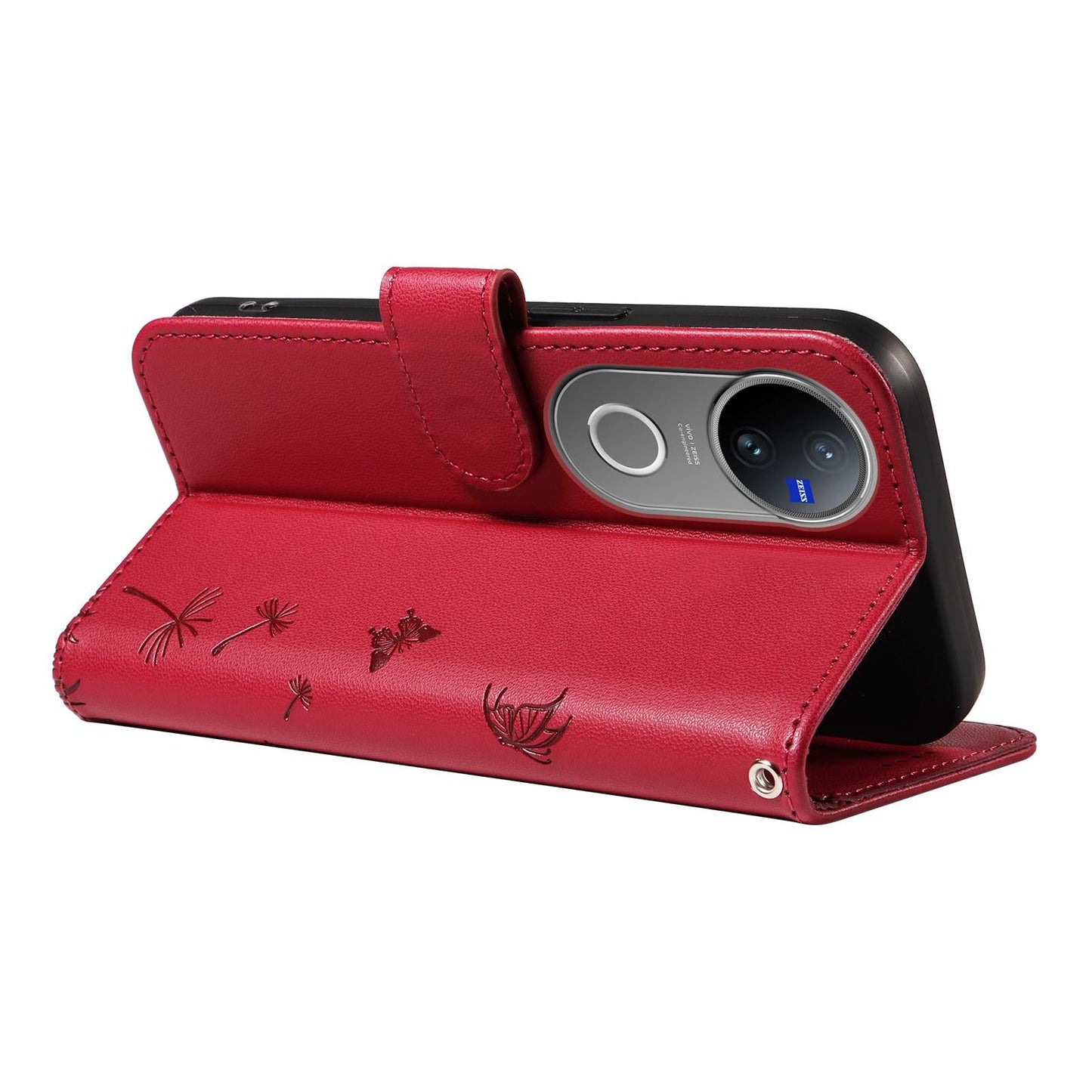 For vivo V50 5G Global Dandelion Embossed Pattern Flip Leather Phone Case(Red)