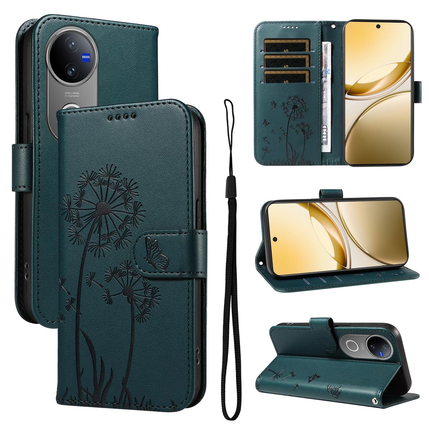 For vivo V50 5G Global Dandelion Embossed Pattern Flip Leather Phone Case(Blue)