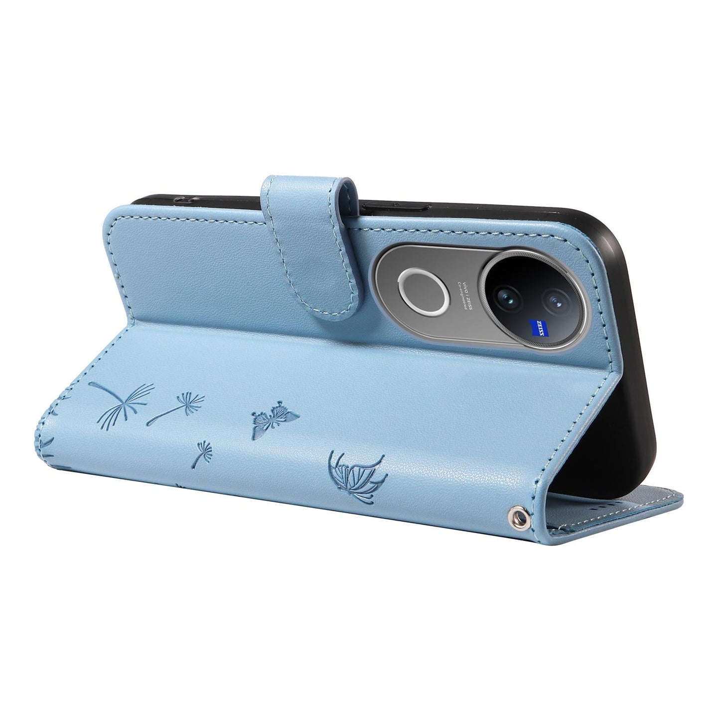 For vivo V50 5G Global Dandelion Embossed Pattern Flip Leather Phone Case(Sky Blue)