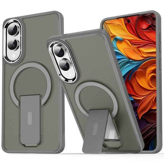 For Samsung Galaxy S25 Edge 5G Acrylic Hybrid TPU MagSafe Holder Phone Case(Titanium Grey)