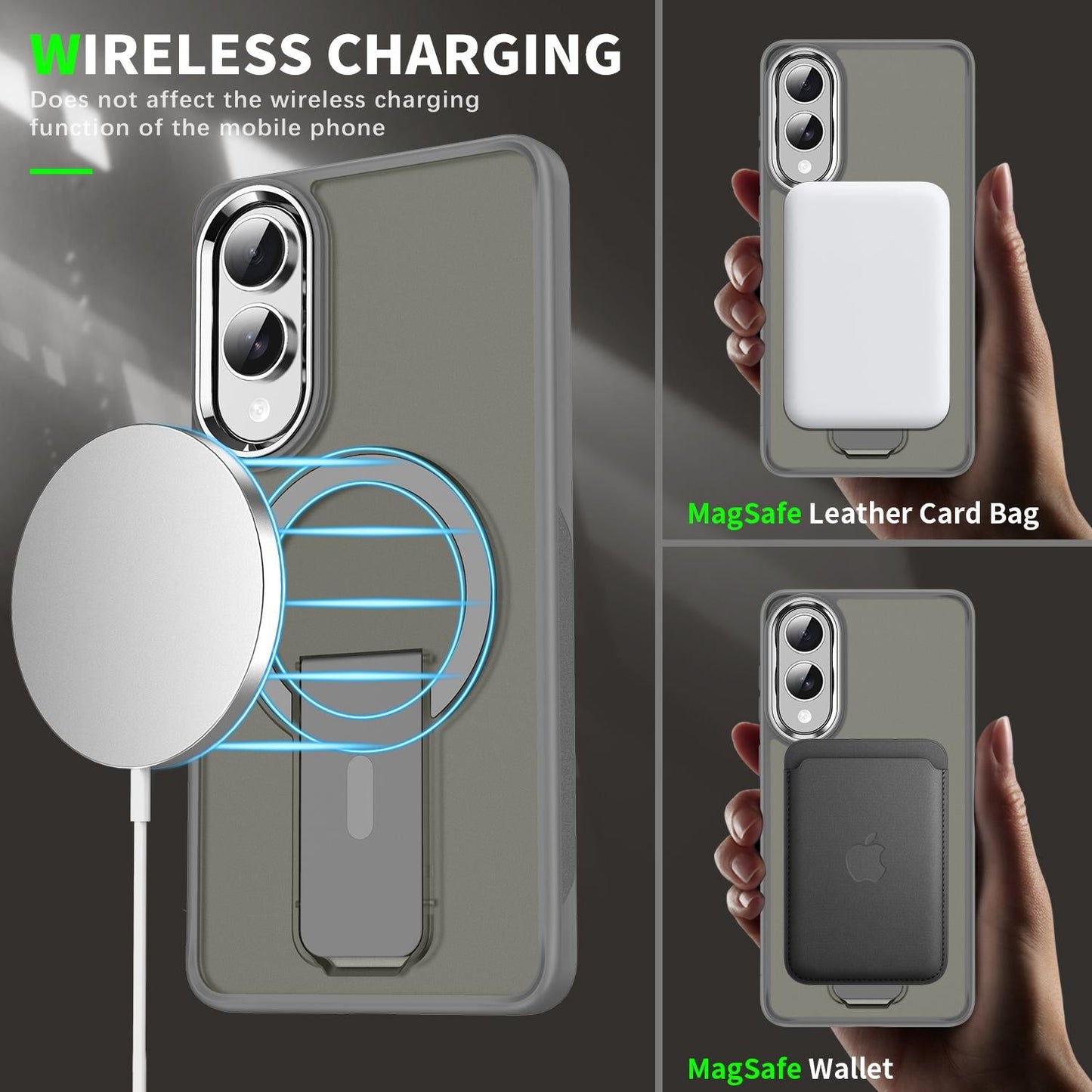 For Samsung Galaxy S25 Edge 5G Acrylic Hybrid TPU MagSafe Holder Phone Case(Titanium Grey)