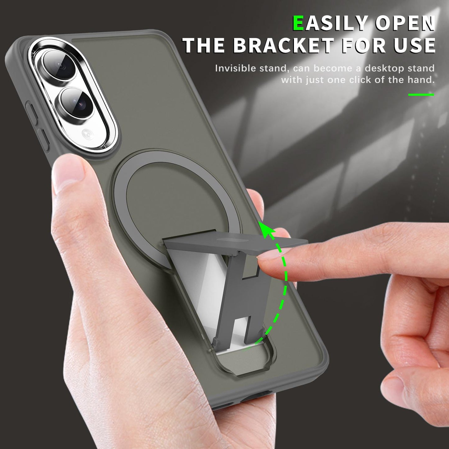 For Samsung Galaxy S25 Edge 5G Acrylic Hybrid TPU MagSafe Holder Phone Case(Titanium Grey)