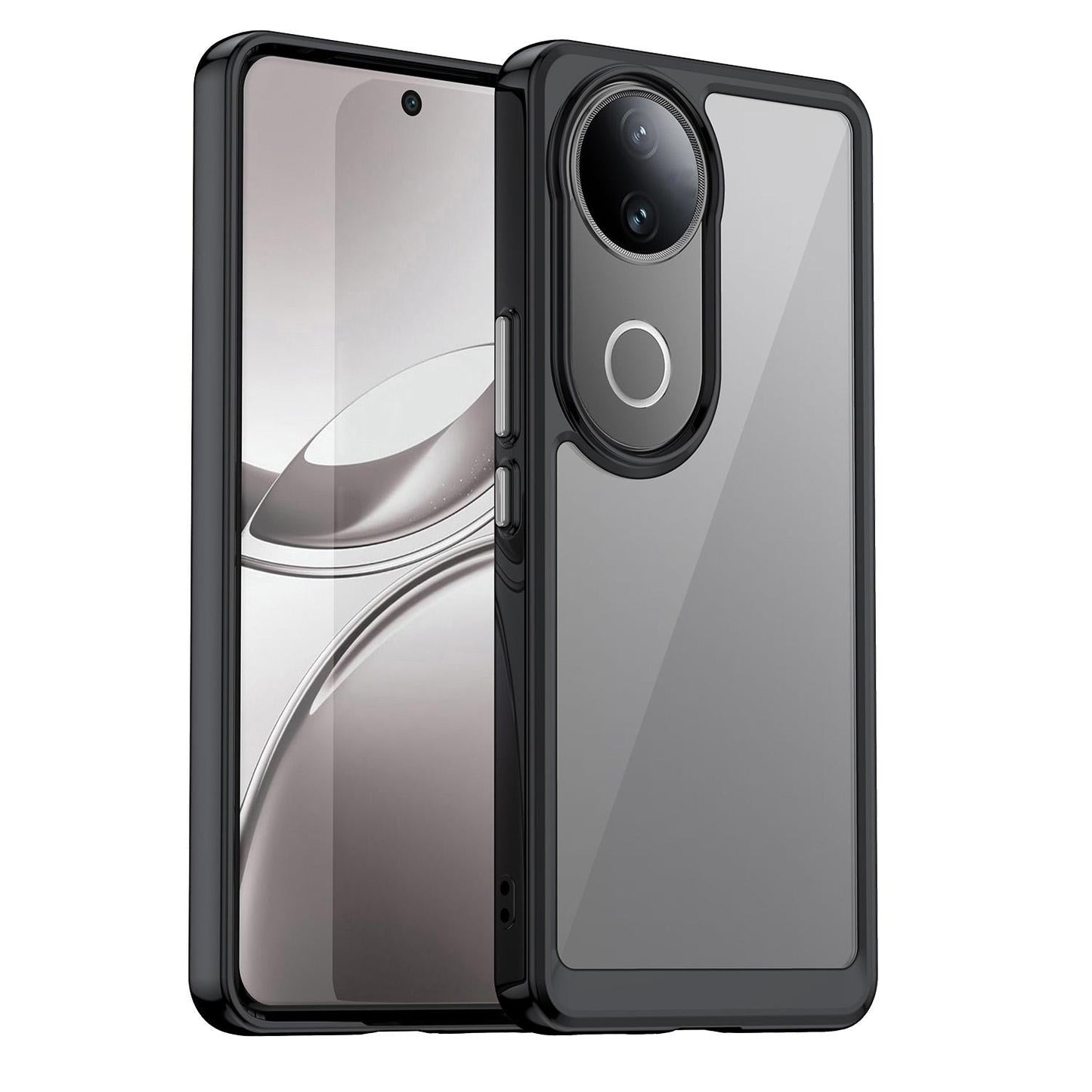 For vivo V50 Colorful Series Acrylic Hybrid TPU Phone Case(Black)