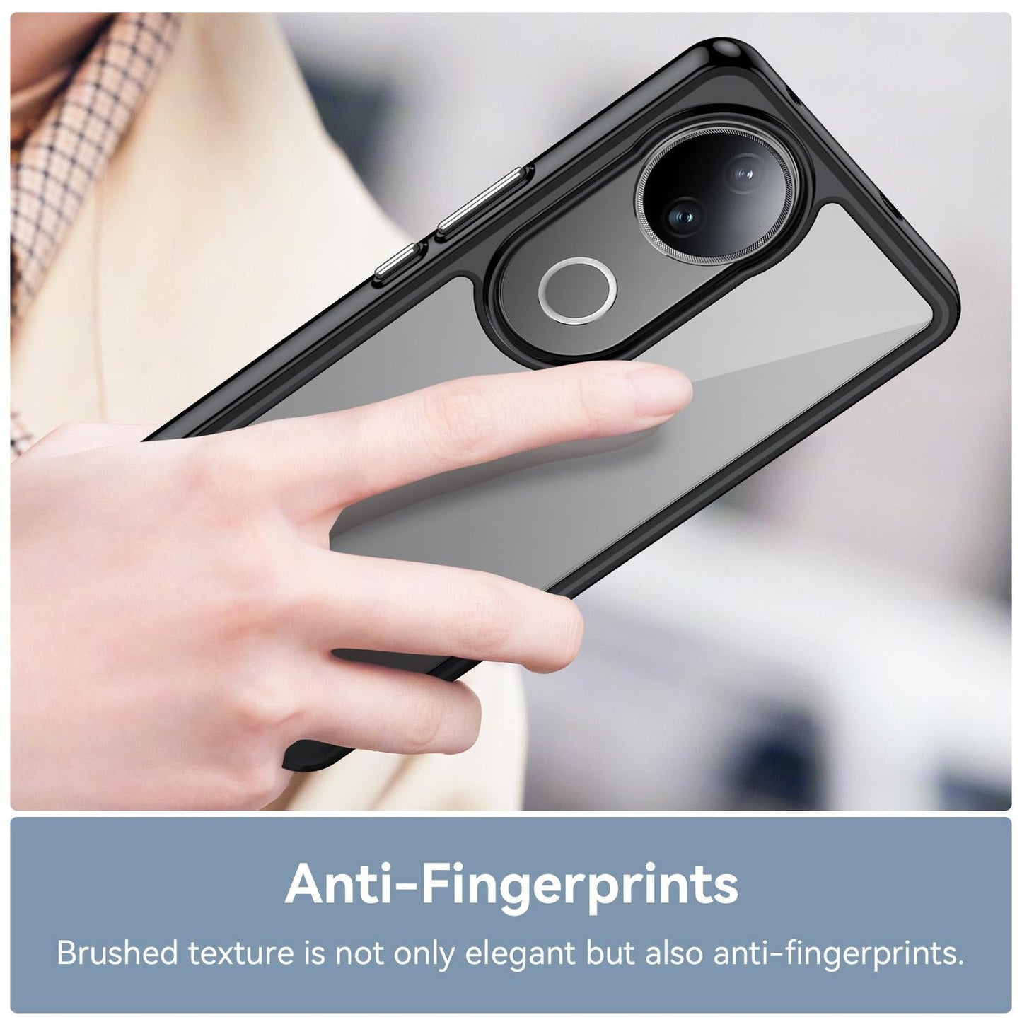 For vivo V50 Colorful Series Acrylic Hybrid TPU Phone Case(Black)