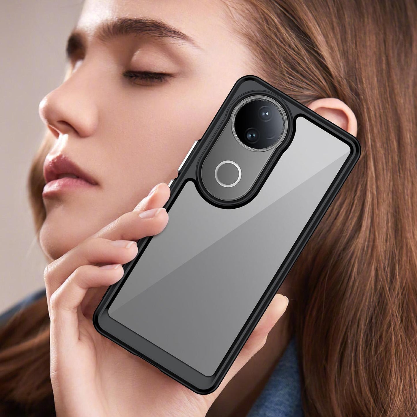 For vivo V50 Colorful Series Acrylic Hybrid TPU Phone Case(Black)