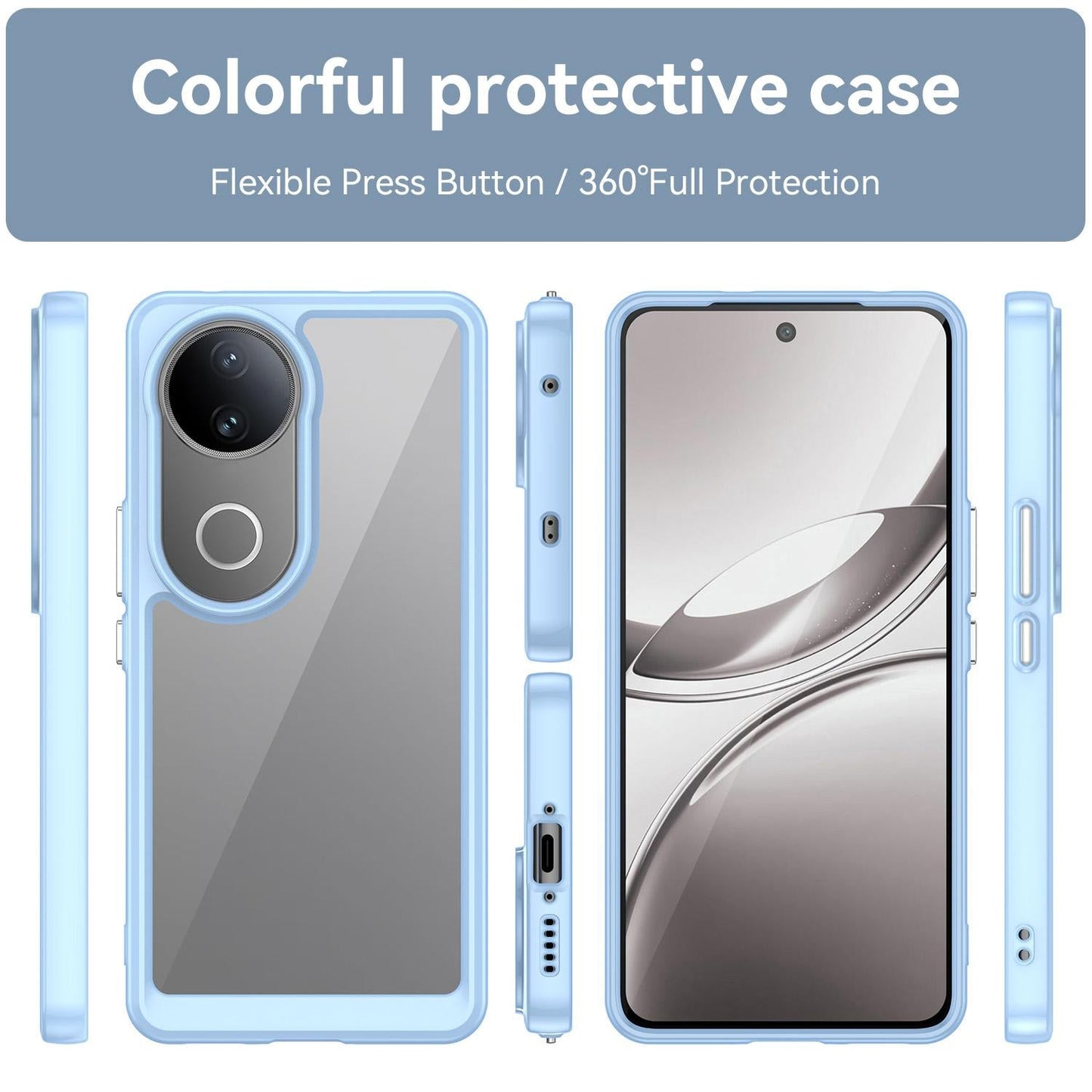 For vivo V50 Colorful Series Acrylic Hybrid TPU Phone Case(Blue)