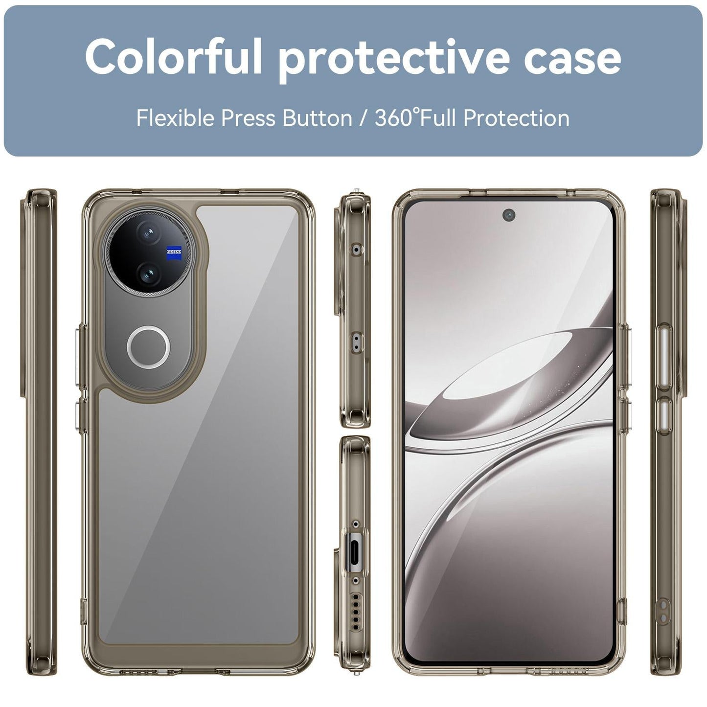 For vivo V50 Colorful Series Acrylic Hybrid TPU Phone Case(Transparent Grey)