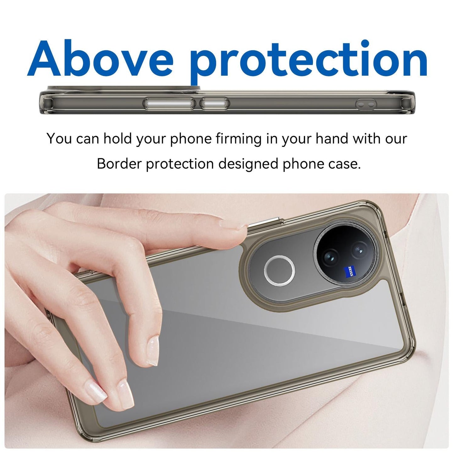 For vivo V50 Colorful Series Acrylic Hybrid TPU Phone Case(Transparent Grey)