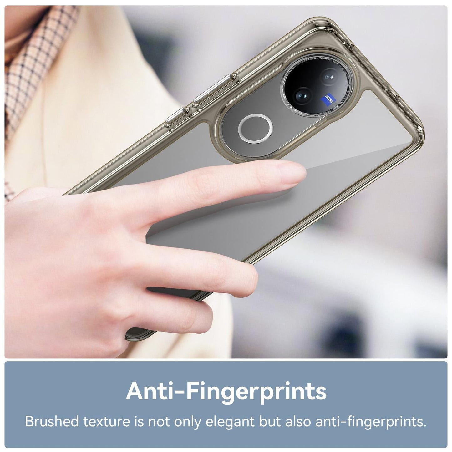 For vivo V50 Colorful Series Acrylic Hybrid TPU Phone Case(Transparent Grey)