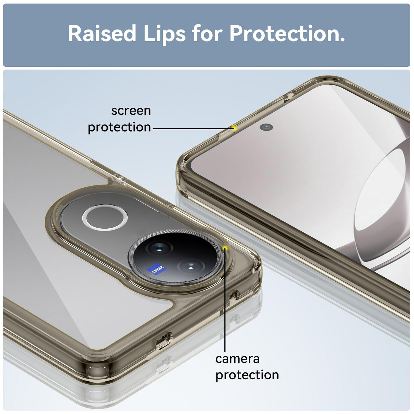 For vivo V50 Colorful Series Acrylic Hybrid TPU Phone Case(Transparent Grey)