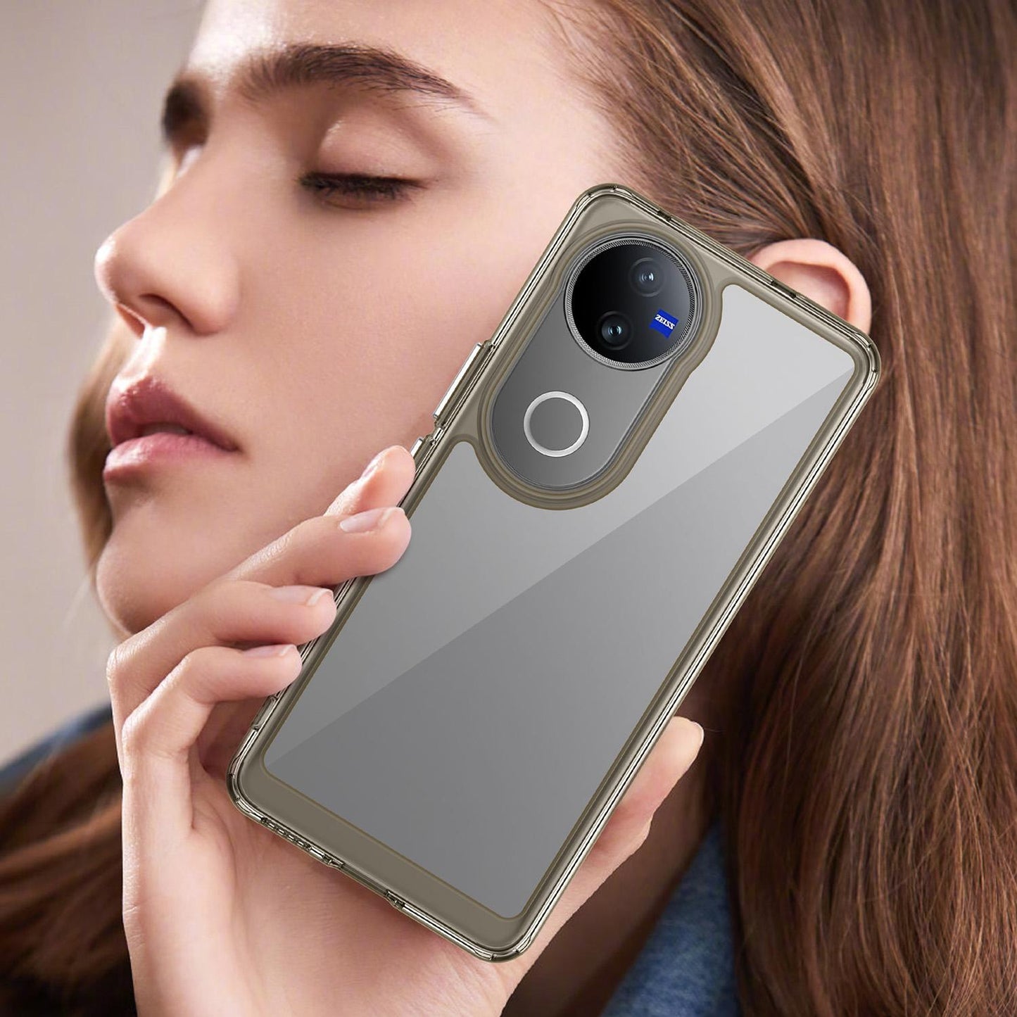 For vivo V50 Colorful Series Acrylic Hybrid TPU Phone Case(Transparent Grey)