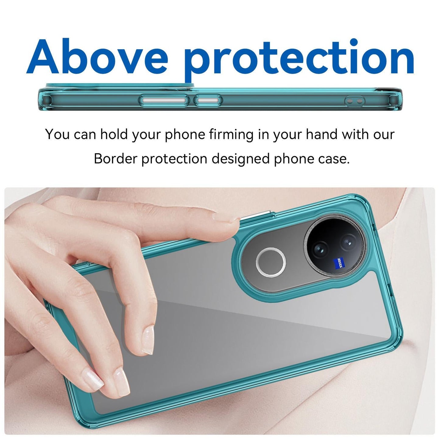 For vivo V50 Colorful Series Acrylic Hybrid TPU Phone Case(Transparent Blue)