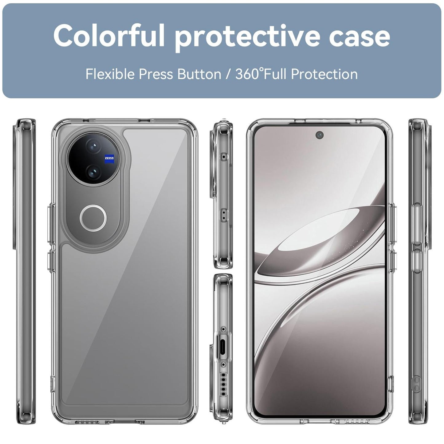 For vivo V50 Colorful Series Acrylic Hybrid TPU Phone Case(Transparent)