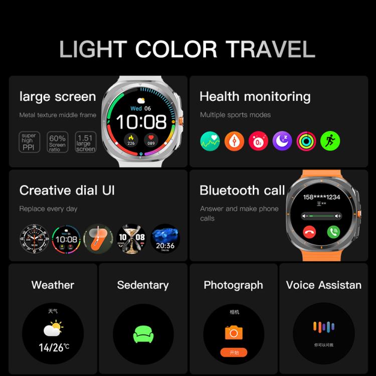 X7 1.51 inch IPS Screen Bluetooth Smart Watch Supports Healthy Monitoring(Silver)