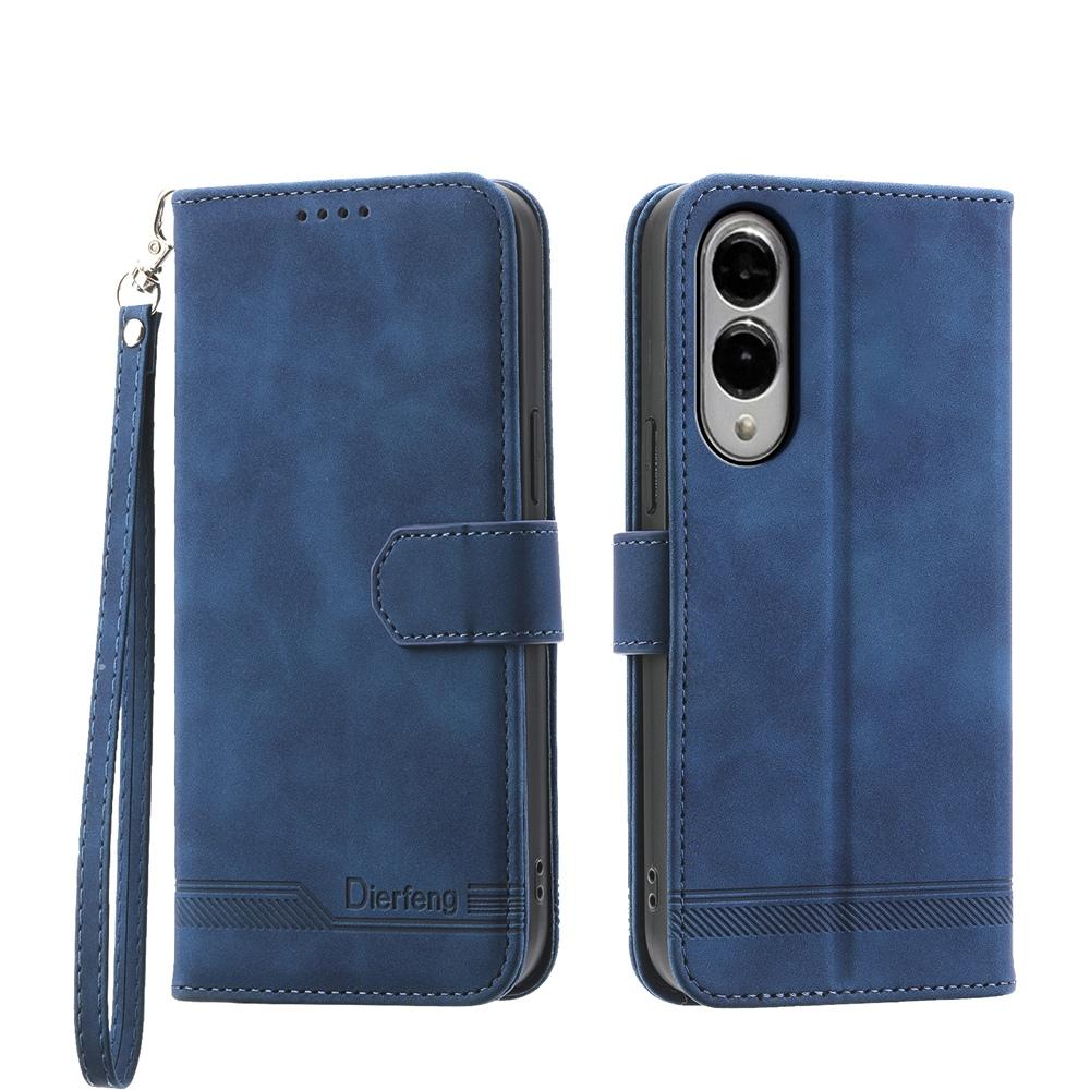 For Samsung Galaxy S25 Edge 5G Dierfeng Dream Line TPU Hybrid PU Leather Phone Case(Blue)