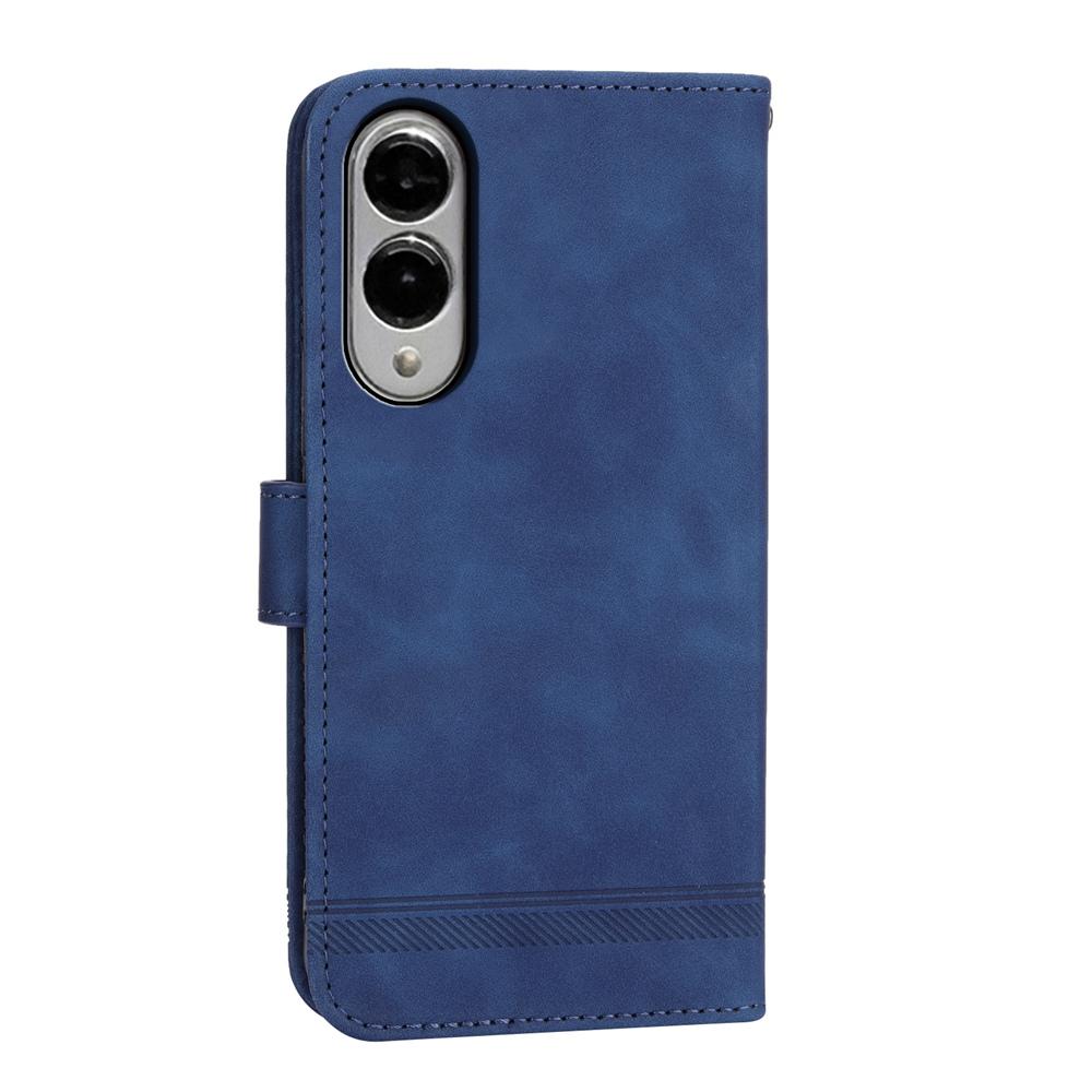 For Samsung Galaxy S25 Edge 5G Dierfeng Dream Line TPU Hybrid PU Leather Phone Case(Blue)