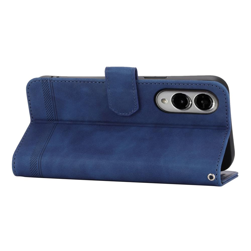 For Samsung Galaxy S25 Edge 5G Dierfeng Dream Line TPU Hybrid PU Leather Phone Case(Blue)