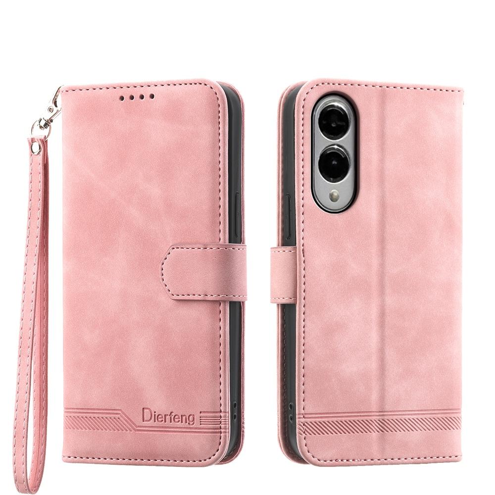 For Samsung Galaxy S25 Edge 5G Dierfeng Dream Line TPU Hybrid PU Leather Phone Case(Pink)