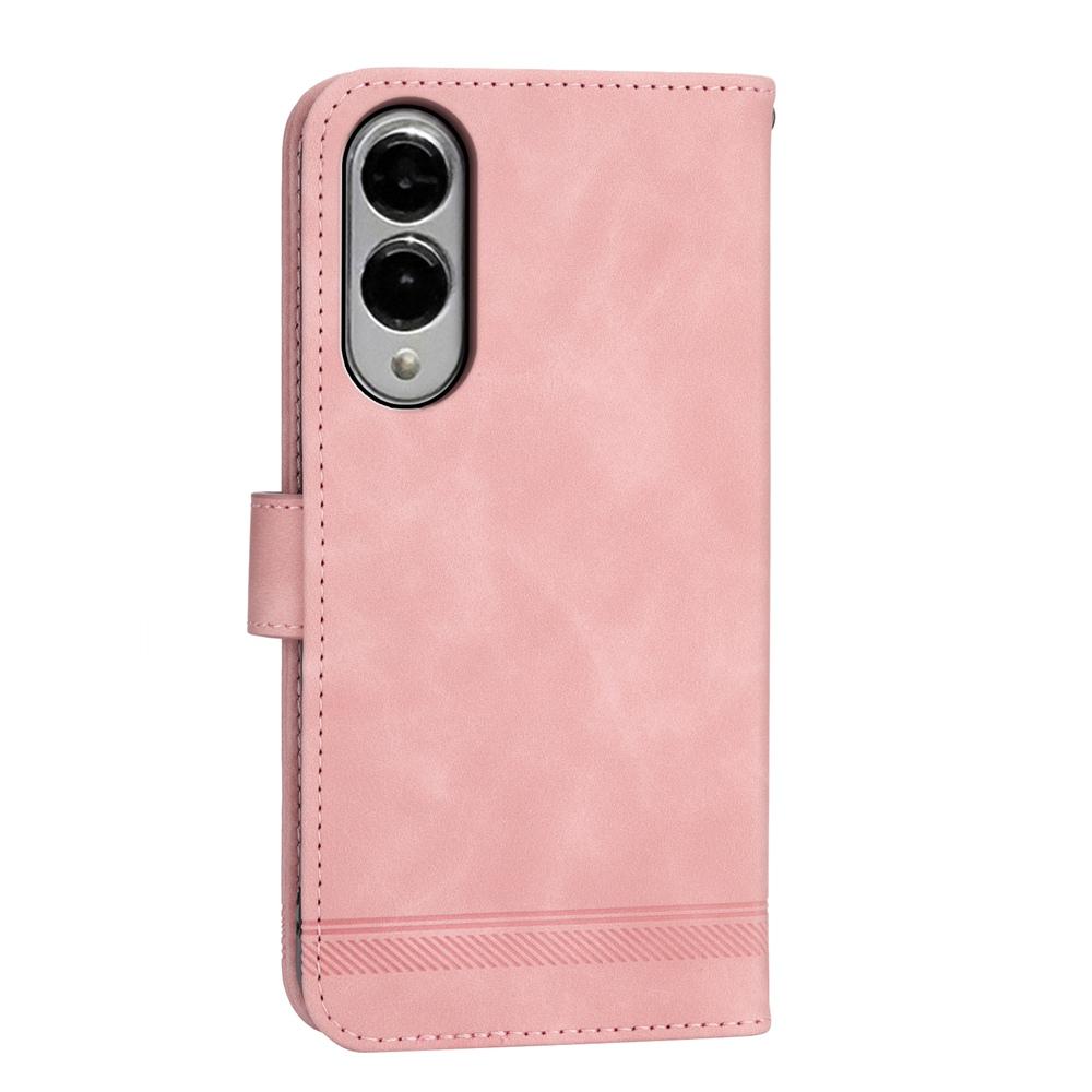 For Samsung Galaxy S25 Edge 5G Dierfeng Dream Line TPU Hybrid PU Leather Phone Case(Pink)